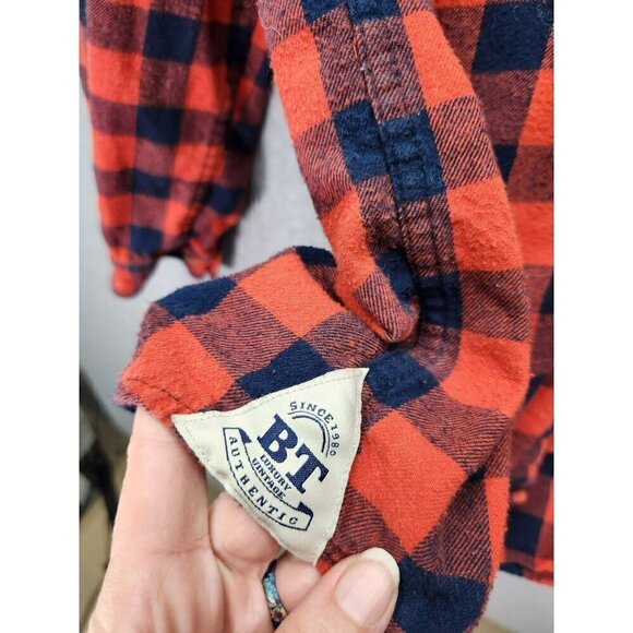 Boston Traders Red & Black Plaid Flannel Shirt Long Sleeve 100% Cotton Size S - Picture 2 of 6